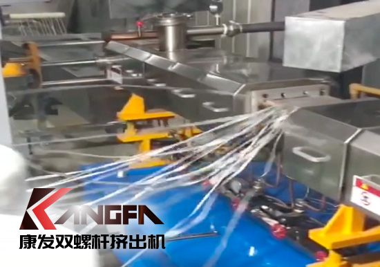 65高扭+PLC，尼龍加纖雙螺桿擠出機(jī)試機(jī)