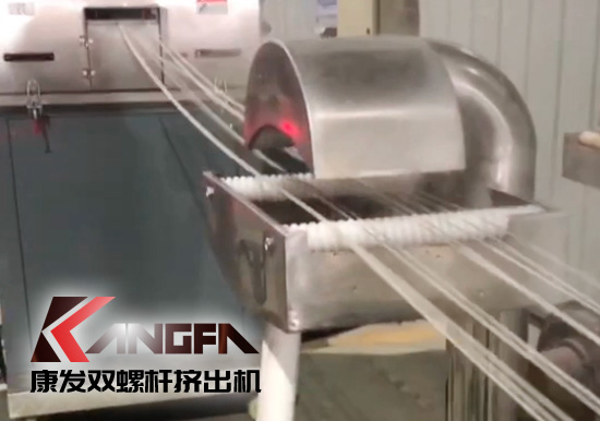 65高扭+PLC，尼龍加纖雙螺桿擠出機(jī)試機(jī)